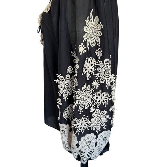 Kobi Halperin Leila Applique Peasant Blue Long Sleeve Blouse Freesize - Picture 3 of 6